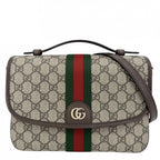 Gucci 2-Way Ophidia Top Handle Shoulder Bag Crossbody GG Supreme Canvas Leather