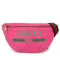 Gucci Waist Bag Logo Print Sherry Line Crossbody Leather Pink Gold