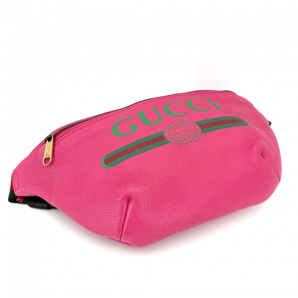 Gucci Waist Bag Logo Print Sherry Line Crossbody Leather Pink Gold — view 3