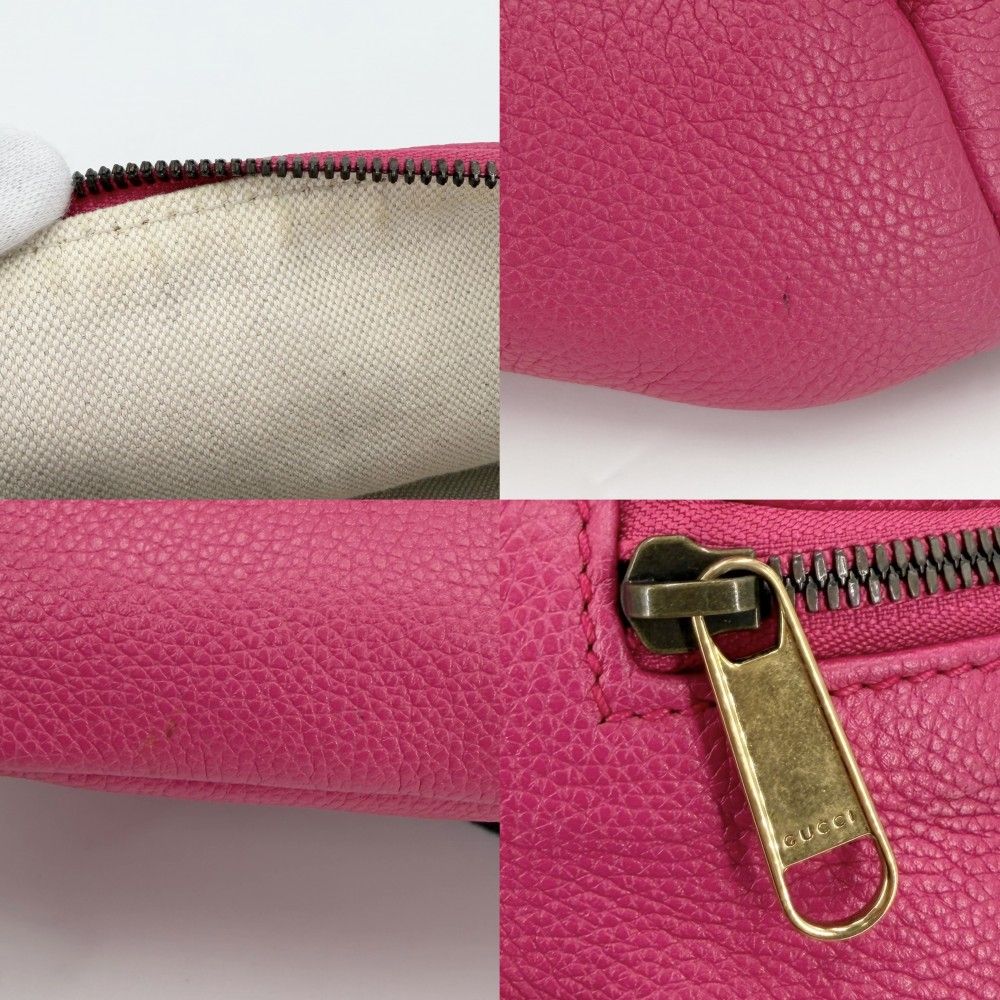Gucci Waist Bag Logo Print Sherry Line Crossbody Leather Pink Gold — view 6