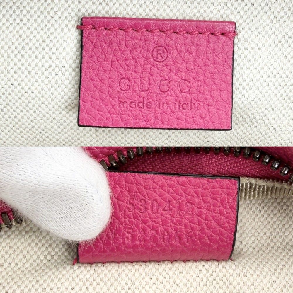 Gucci Waist Bag Logo Print Sherry Line Crossbody Leather Pink Gold — view 5