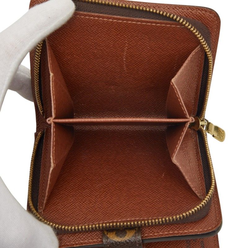 Louis Vuitton Monogram Compact Zip Wallet Brown Leather — view 6