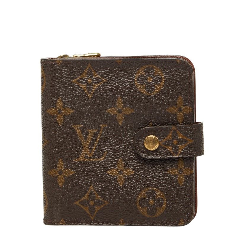 Louis Vuitton Monogram Compact Zip Wallet Brown Leather