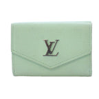 Louis Vuitton Portefeuille Lock Mini Trifold Wallet Leather Mist Green KH