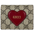 Gucci GG Pattern Bifold Wallet Supreme Heart Motif Compact Beige Red