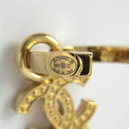 Chanel CC Logo Rhinestone Earrings Swing Gold — view 4