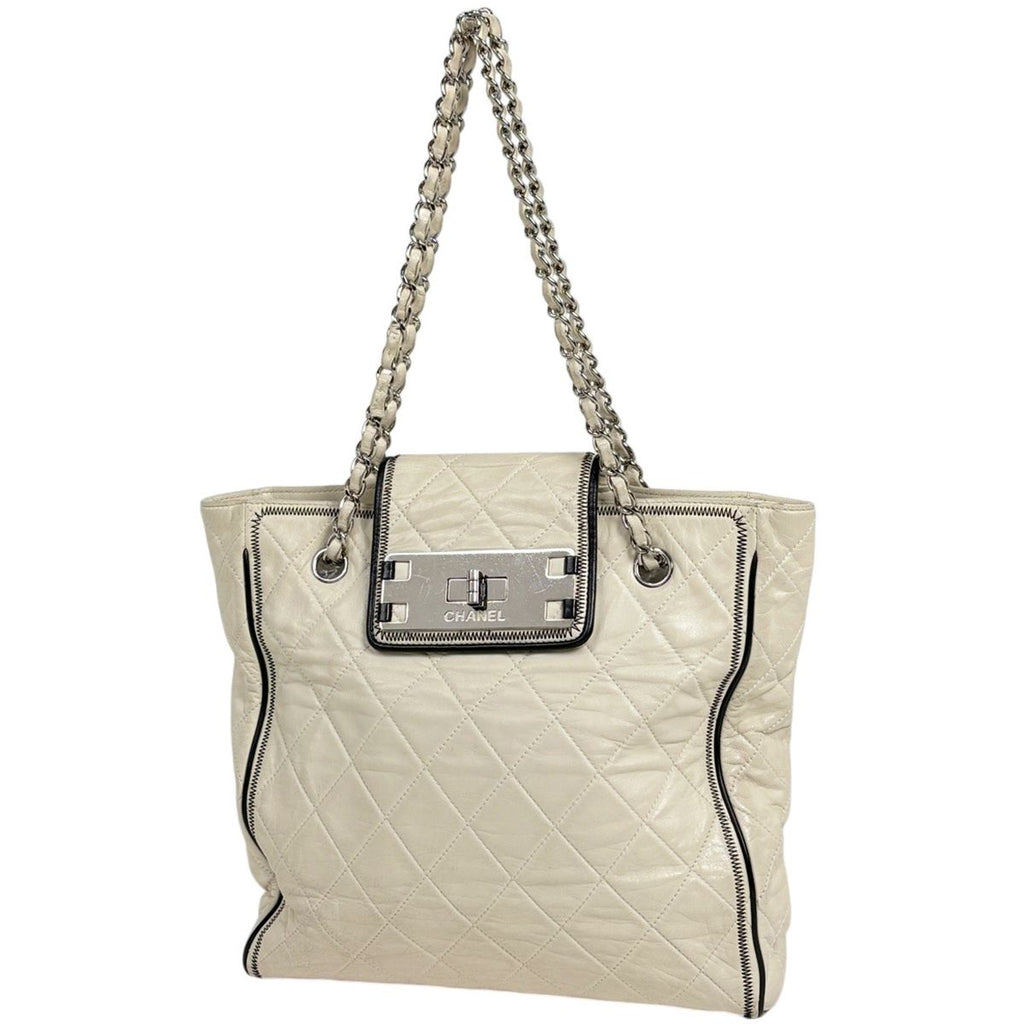 Chanel East Waist 2.55 Tote 2-Way Chain Leather Ivory