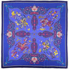 Hermes Carre 90 Poesie Persane Persian Poetry Scarf Silk Blue Multicolor