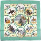 Hermes Carre 90 Auteuil en Mai May of Scarf Silk Green Multicolor