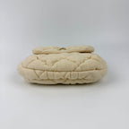 Chanel CC Logo Bubble Quilt Chain Shoulder Bag Crossbody Cream Cotton Vintage — view 9