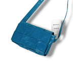 Bottega Veneta Cassette Cross Belt Bag Waist Pouch Maxi Intrecciato Leather Blue