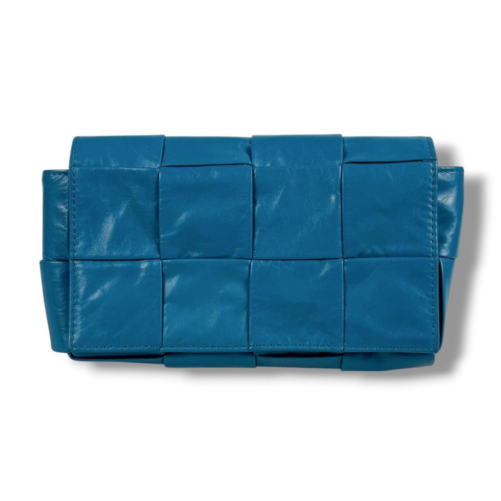 Bottega Veneta Cassette Cross Belt Bag Waist Pouch Maxi Intrecciato Leather Blue — view 4