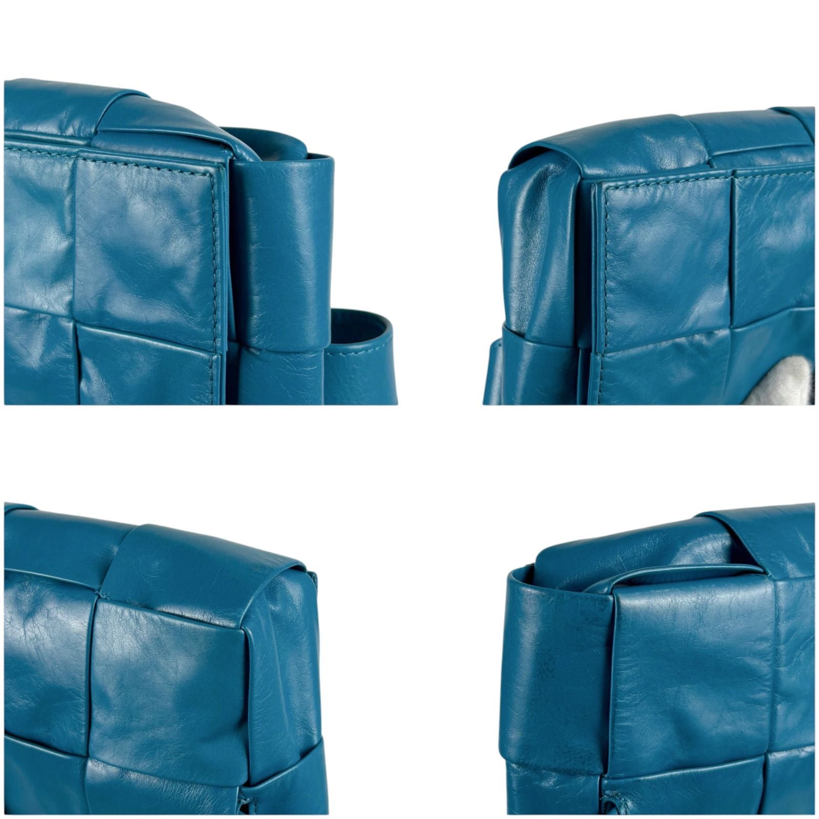 Bottega Veneta Cassette Cross Belt Bag Waist Pouch Maxi Intrecciato Leather Blue — view 8