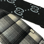 Gucci Shawl Black Dark Gray Light Blue Wool Scarf — view 4
