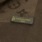 Louis Vuitton Shawl Monogram Dark Brown Wool Silk Scarf — view 2