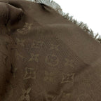 Louis Vuitton Shawl Monogram Dark Brown Wool Silk Scarf — view 6