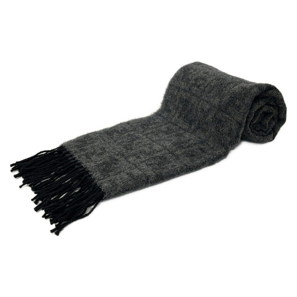 Fendi Shawl Dark Gray Black Zucca Pattern Wool Scarf