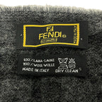 Fendi Shawl Dark Gray Black Zucca Pattern Wool Scarf — view 2