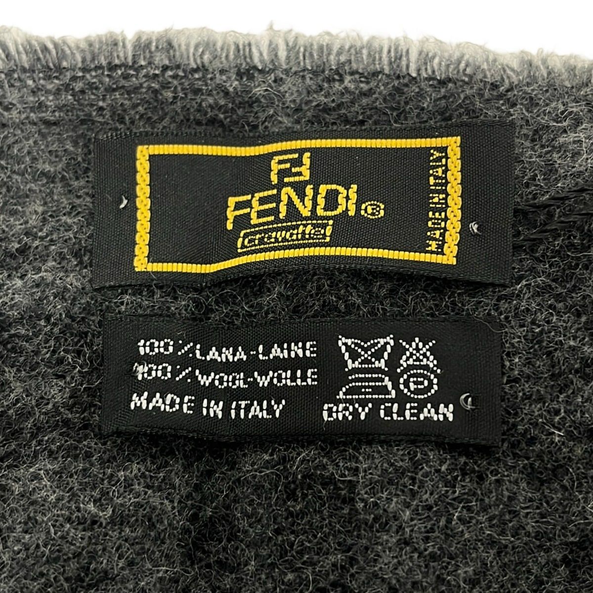 Fendi Shawl Dark Gray Black Zucca Pattern Wool Scarf — view 2