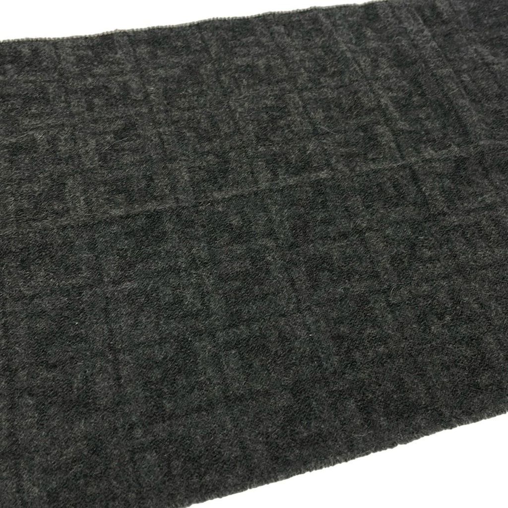 Fendi Shawl Dark Gray Black Zucca Pattern Wool Scarf — view 3