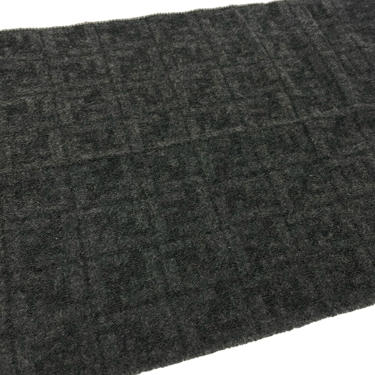 Fendi Shawl Dark Gray Black Zucca Pattern Wool Scarf — view 3
