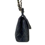 Chanel Shoulder Bag Quilted Navy Chain Gold Flap Turnlock — view 2