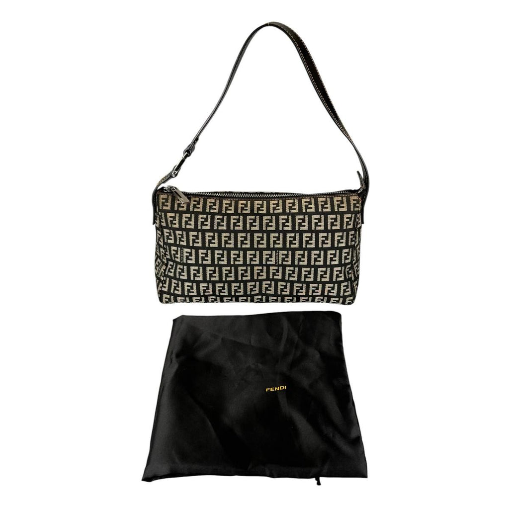 Fendi Zucchino Shoulder Bag Lightweight Gray