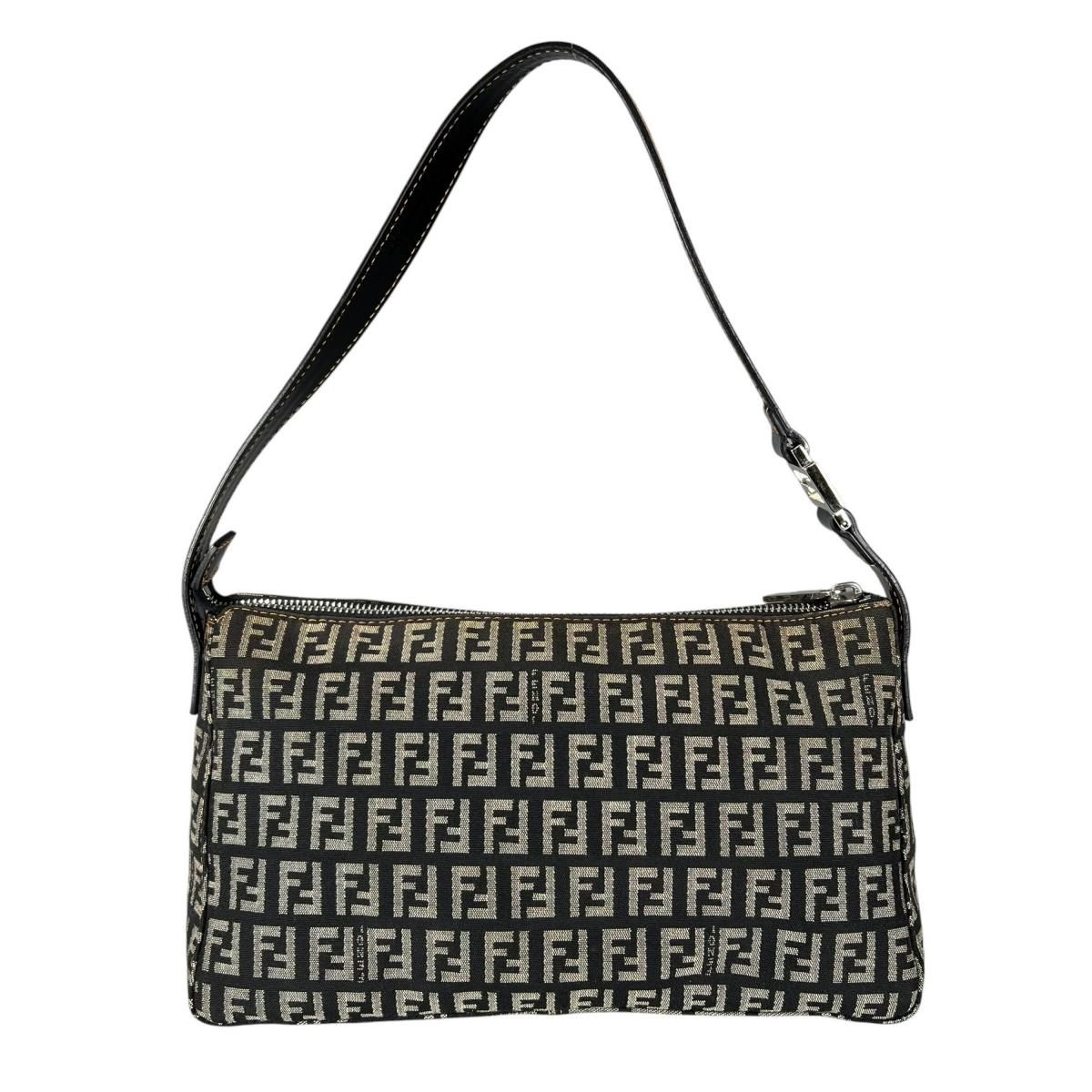Fendi Zucchino Shoulder Bag Lightweight Gray — view 3