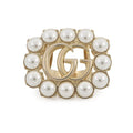 Gucci Ring Crystal Double Logo Metal Faux Pearl XS