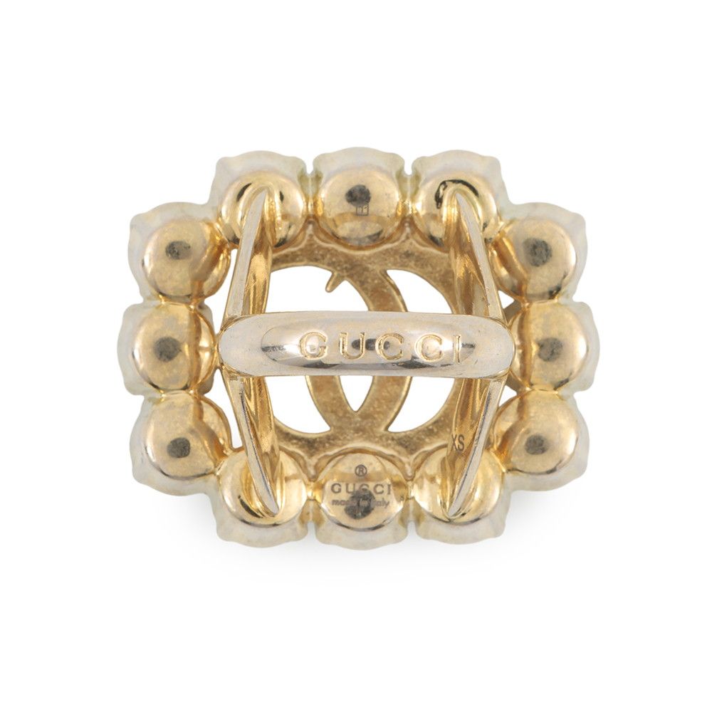 Gucci Ring Crystal Double Logo Metal Faux Pearl XS
