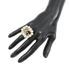 Gucci Ring Crystal Double Logo Metal Faux Pearl XS
