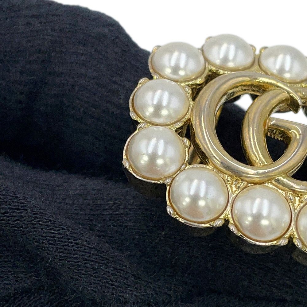 Gucci Ring Crystal Double Logo Metal Faux Pearl XS