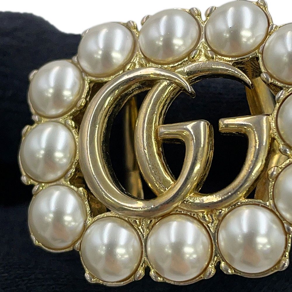 Gucci Ring Crystal Double Logo Metal Faux Pearl XS