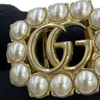 Gucci Ring Crystal Double Logo Metal Faux Pearl XS