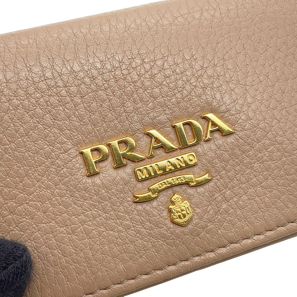 Prada Card Case Logo Leather Wallet Business — view 6