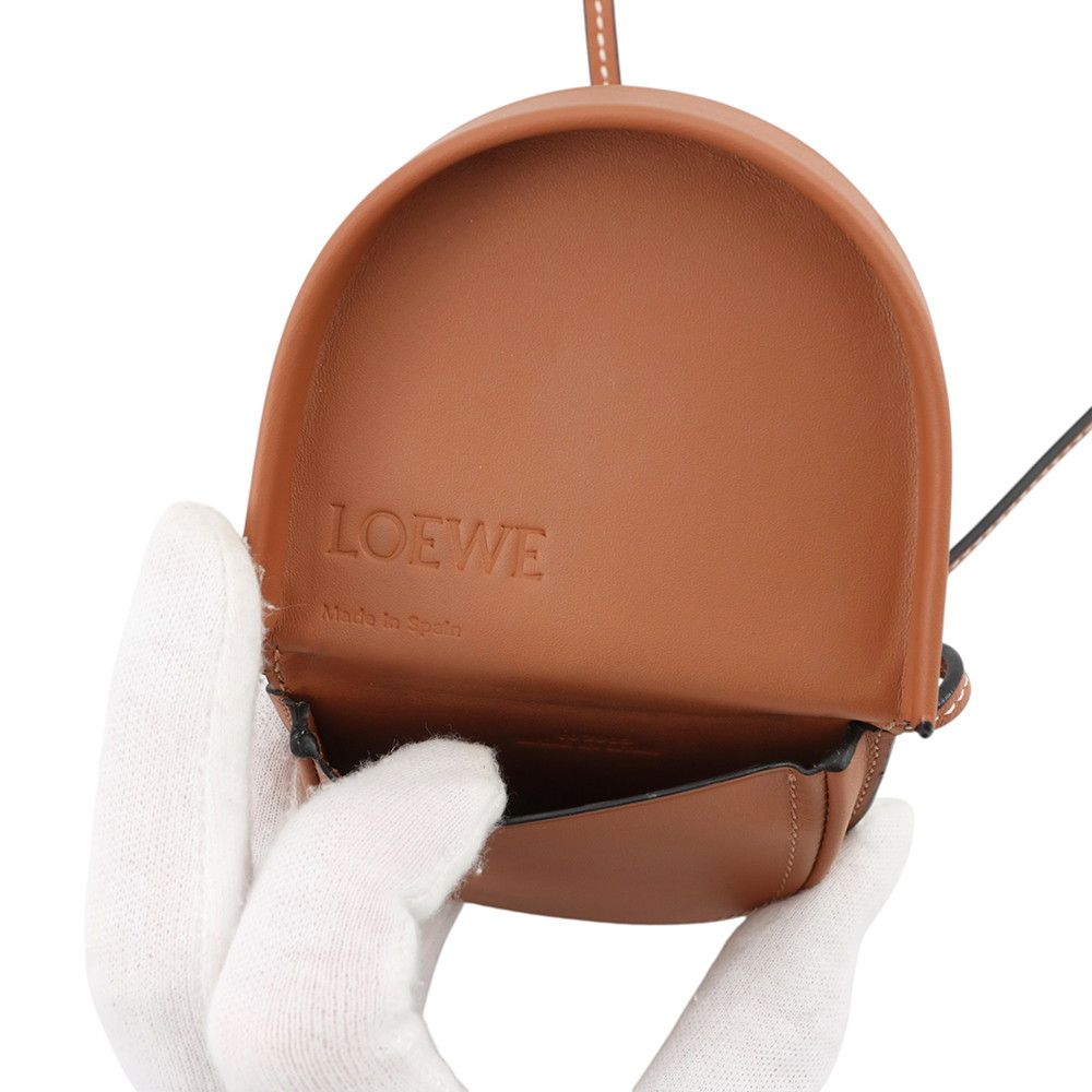Loewe Coin Case Heel Pouch Mini Purse Leather Shoulder Bag Brown — view 6
