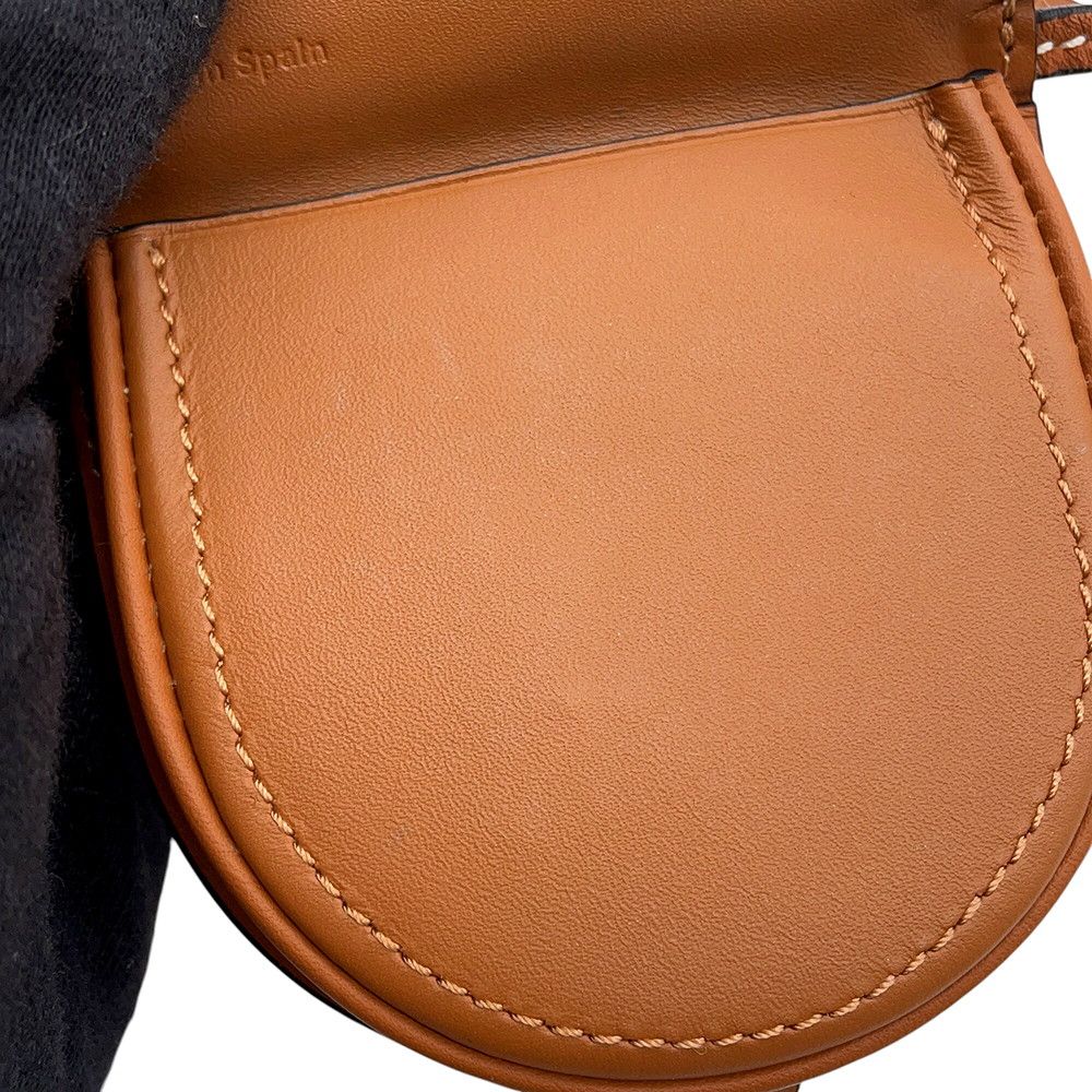 Loewe Coin Case Heel Pouch Mini Purse Leather Shoulder Bag Brown — view 7