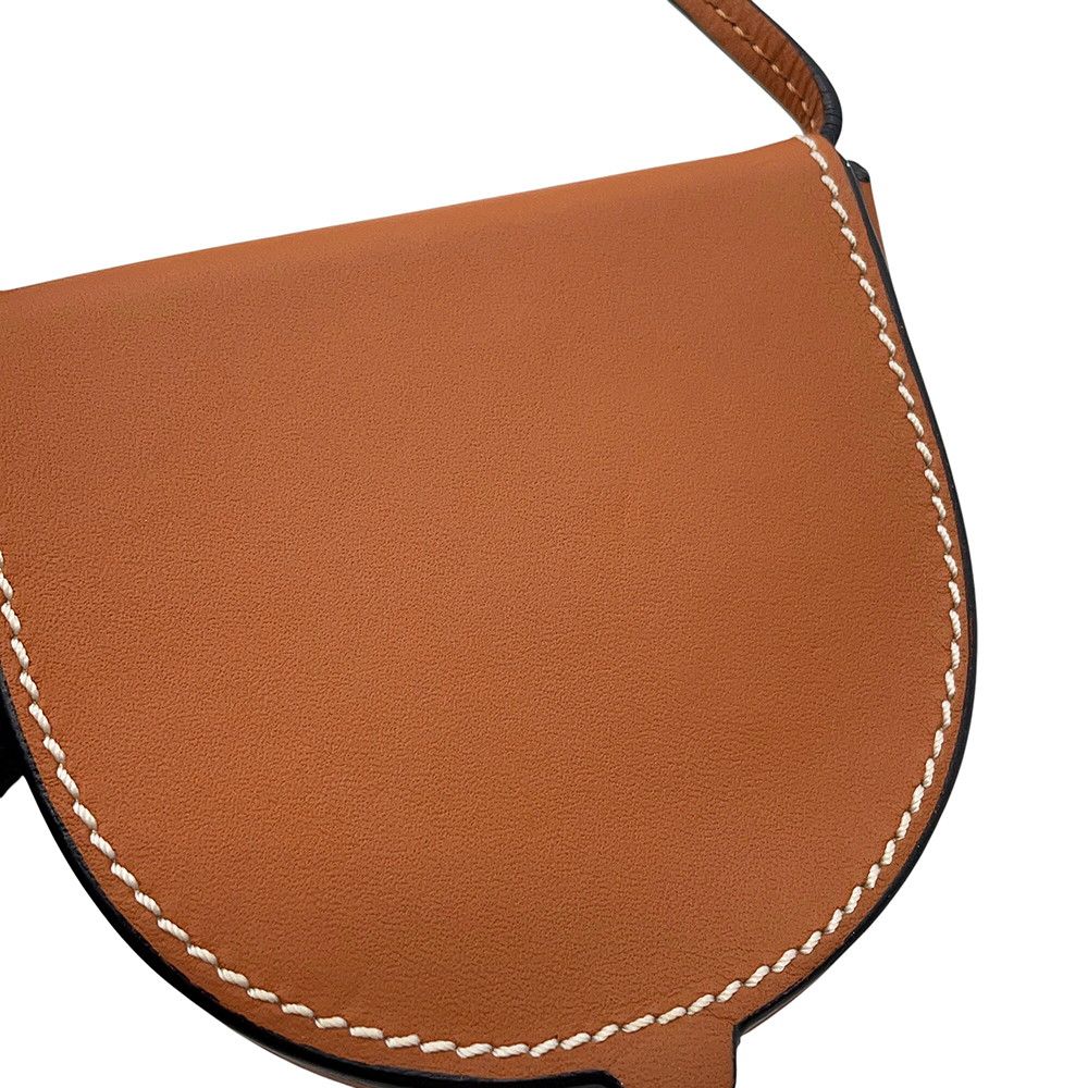 Loewe Coin Case Heel Pouch Mini Purse Leather Shoulder Bag Brown — view 9