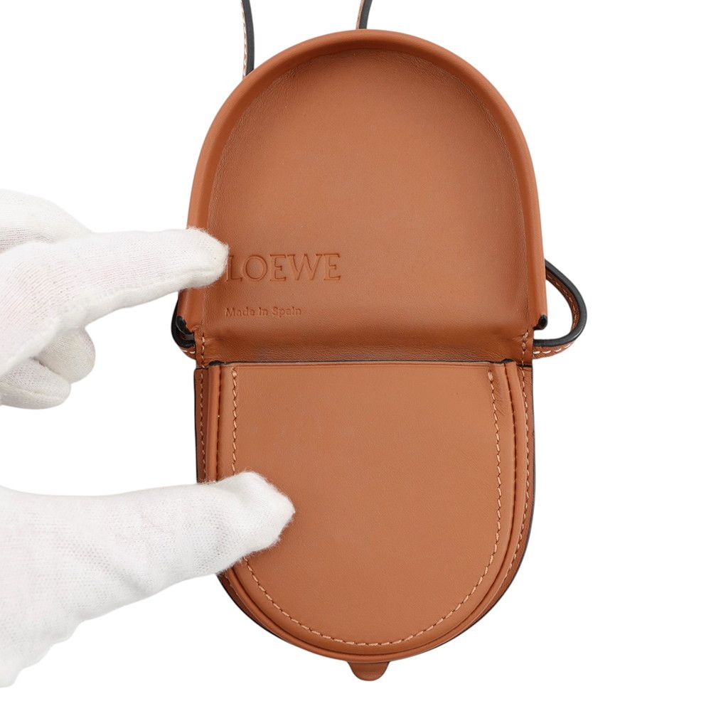 Loewe Coin Case Heel Pouch Mini Purse Leather Shoulder Bag Brown — view 5