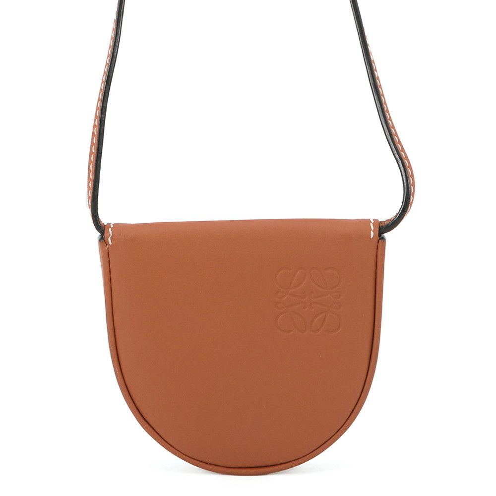 Loewe Coin Case Heel Pouch Mini Purse Leather Shoulder Bag Brown