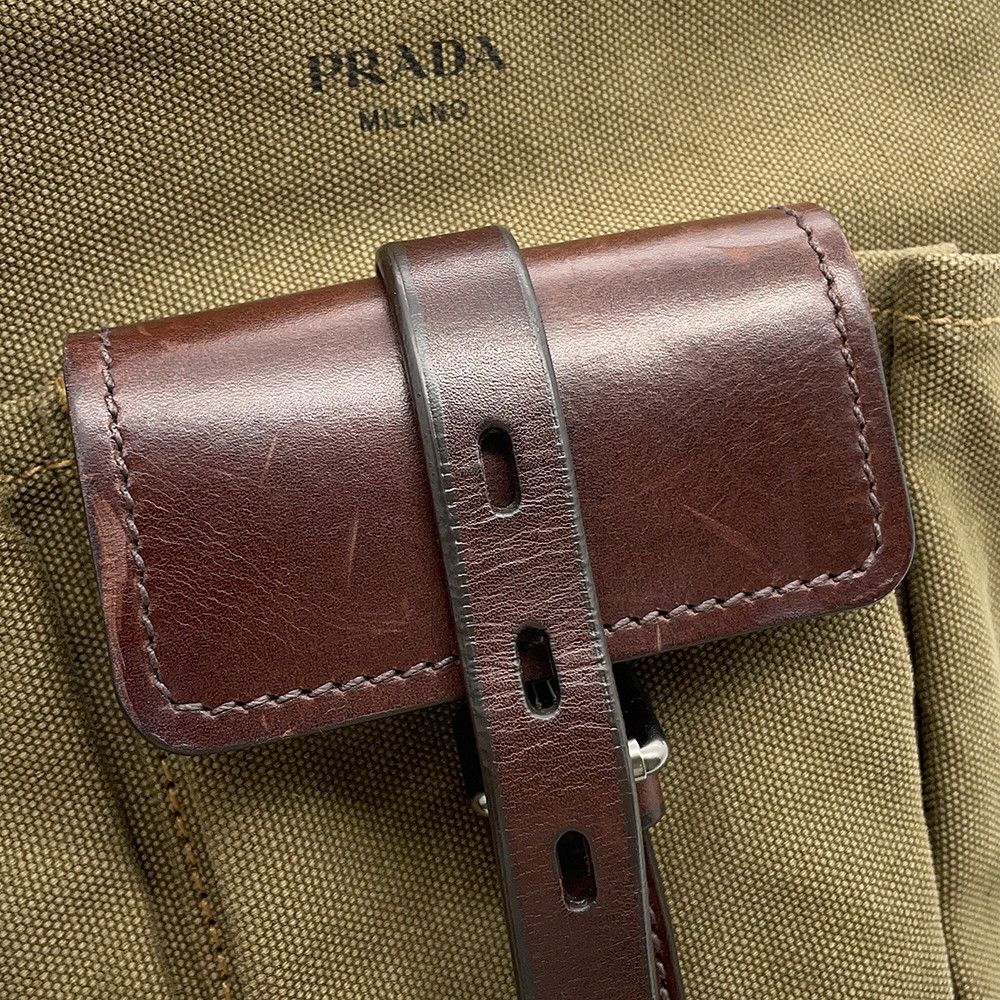 Prada Shoulder Bag Route Canvas Leather — view 6