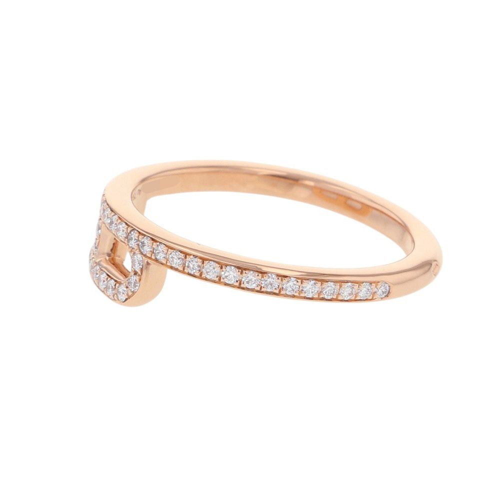 Hermes Ring Link Diamond Total 18k Pink Gold