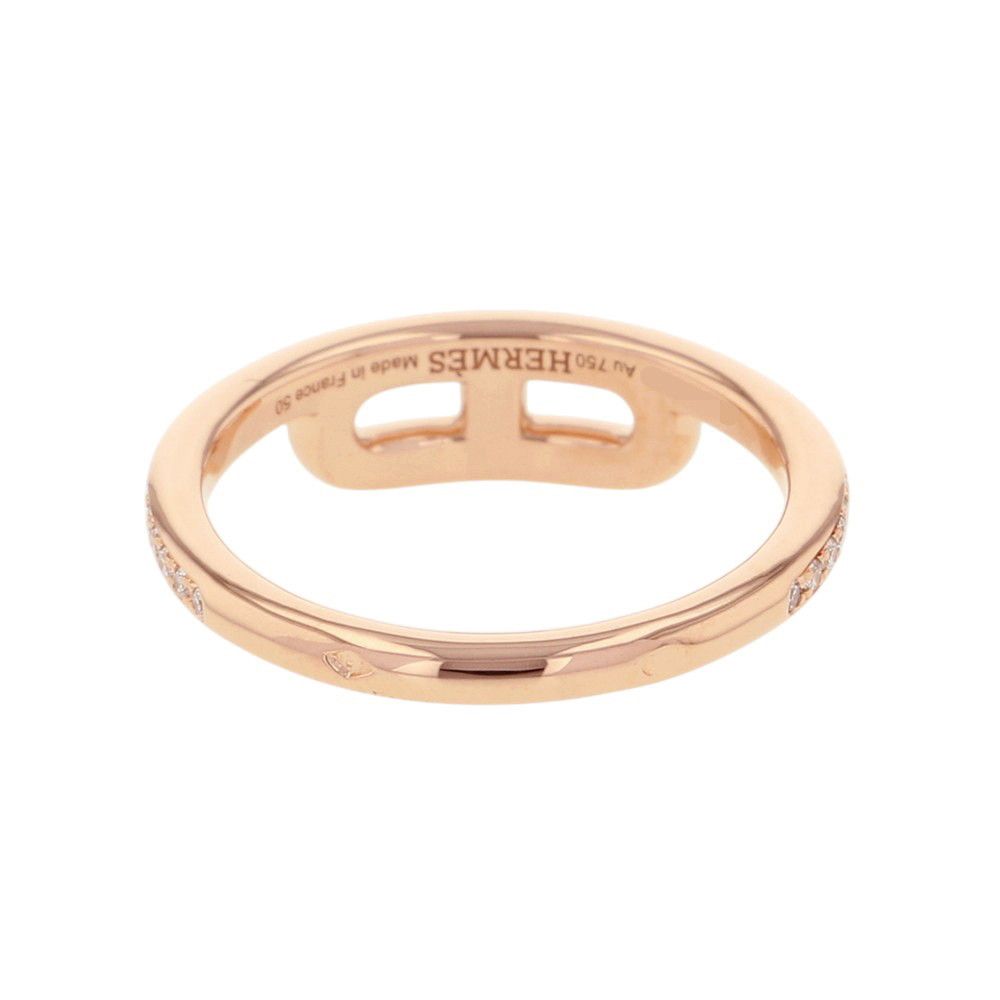 Hermes Ring Link Diamond Total 18k Pink Gold