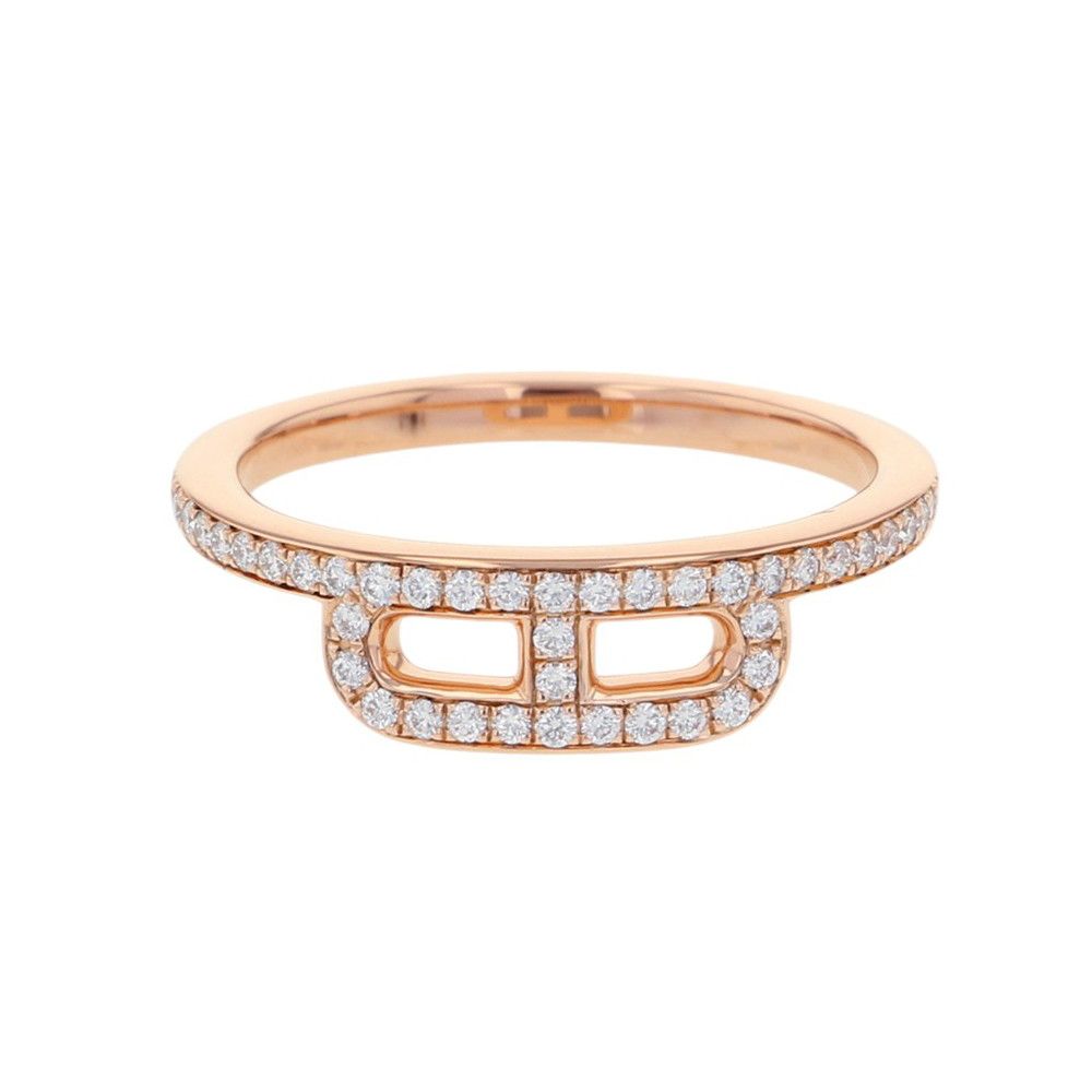 Hermes Ring Link Diamond Total 18k Pink Gold