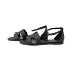 Hermes Sandals Santorini Epsom 38 Shoes Black — view 2
