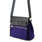 Hermes Shoulder Bag Herbag Zip Mini Purple Black Silver Toile Ash Vache Hunter — view 2