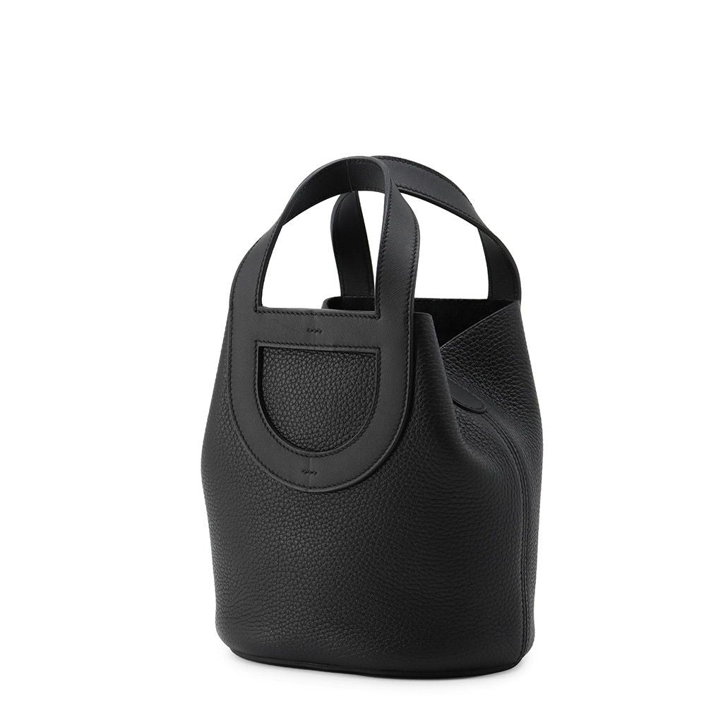 Hermes Tote in the Loop 18 Black Silver Taurillon Clemence Swift — view 2