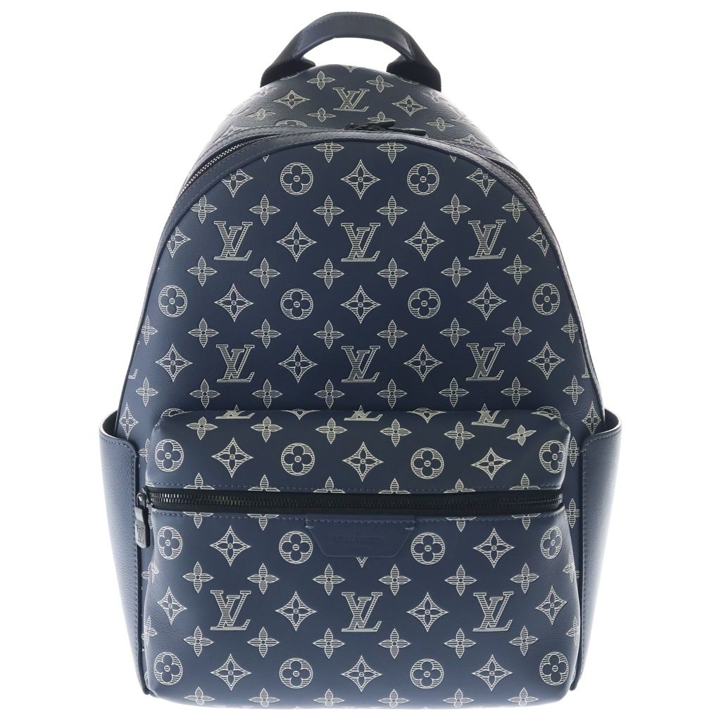 Louis Vuitton Monogram Shadow Discovery Backpack PM Navy Leather Silver