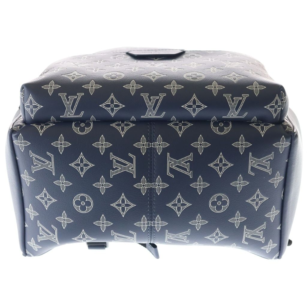 Louis Vuitton Monogram Shadow Discovery Backpack PM Navy Leather Silver — view 4