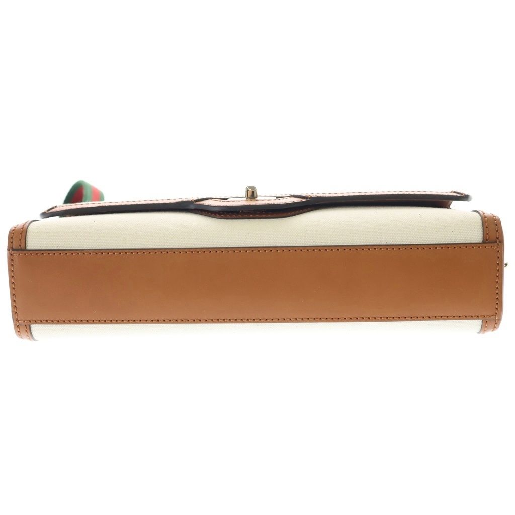 Gucci Chess Molle Shoulder Bag Beige Brown Canvas Leather Gold — view 5